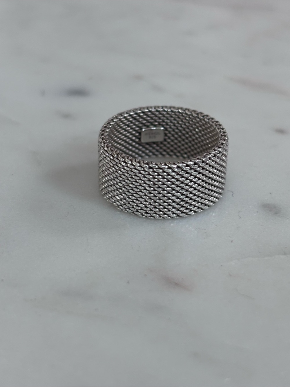 Authentic Tiffany & Co Sterling Silver Somerset Wide Mesh Ring 10mm Size 7